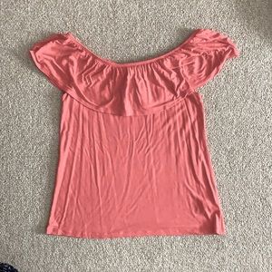 Coral Off the Shoulder Top